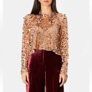 Forte Forte Macro paillettes top rose sequined blouse designer Italy Sz 1 S New